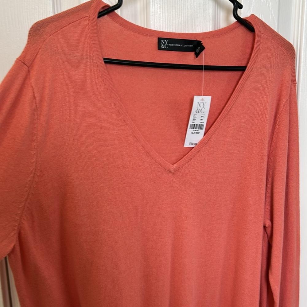 NY& C Coral long sweater. Size XL new with tags.